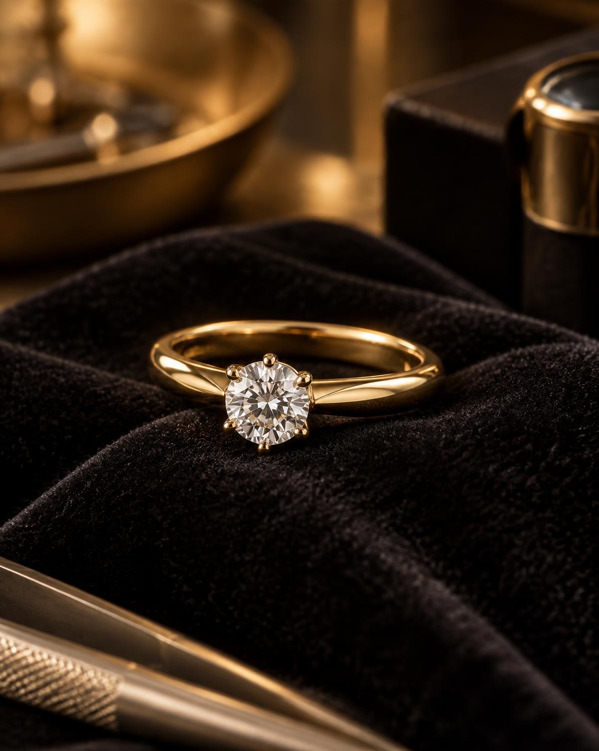 Gouden ring met diamant voor taxatie bij Gold-50